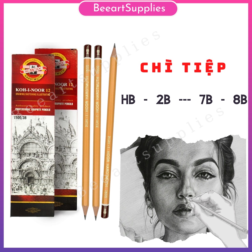 Bút chì tiệp thân vàng KOH-1500 chuyên dụng vẽ phác thảo và sketch chuyên nghiệp