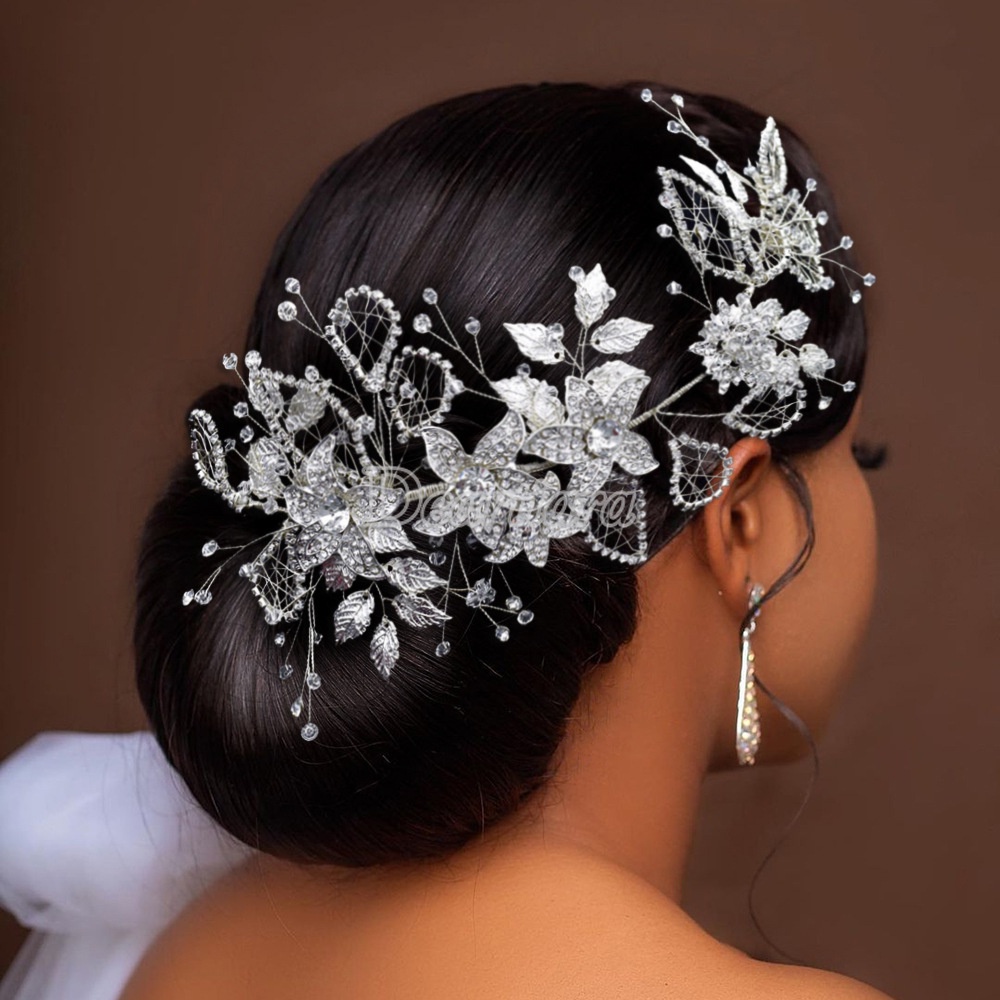 Cài Tóc Thời Trang Hình Chiếc Lá Bằng Hợp Kim Có Đính Đá Cho Cô Dâu