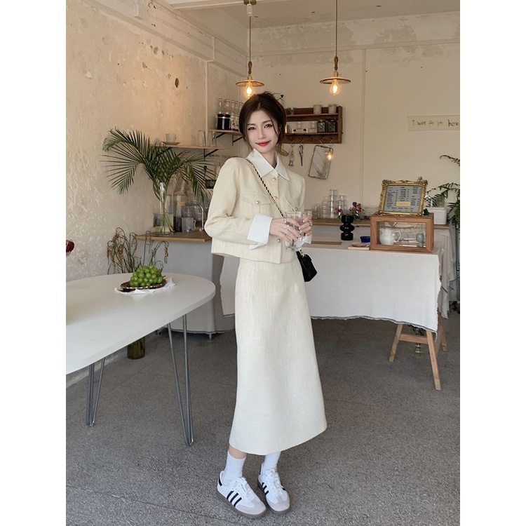 𝒀𝒂𝒏𝒚𝒂𝒏 Set Áo Khoác Tay Dài Và Chân Váy Ngắn Phong Cách Mới Cho Nữ