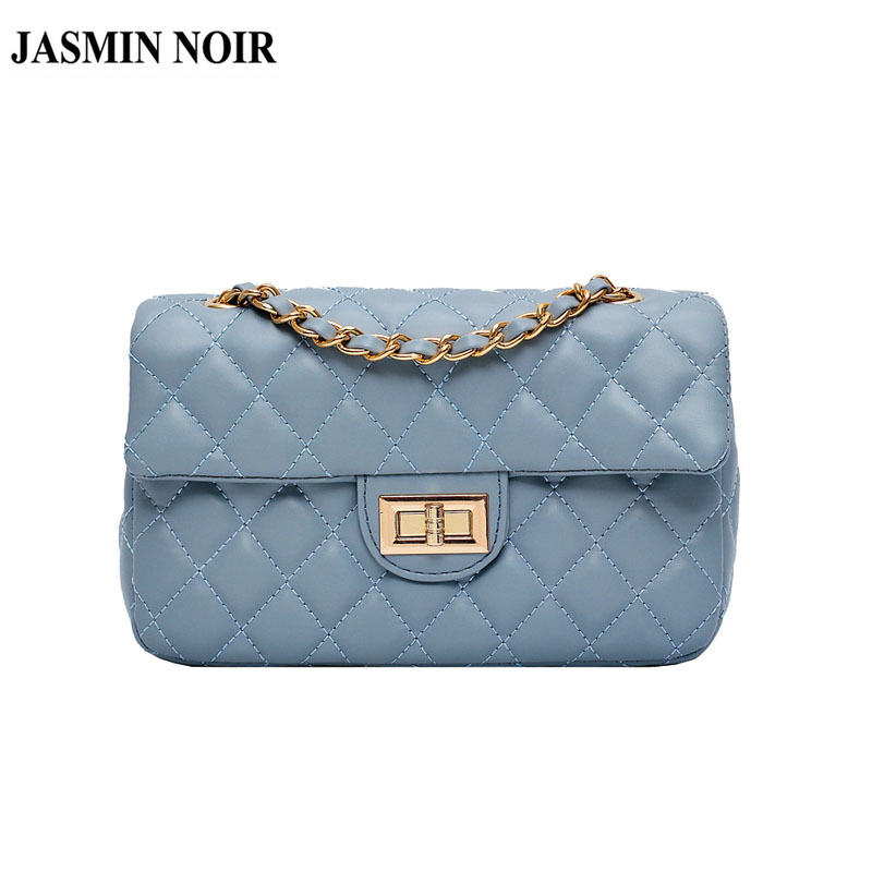 Túi Xách JASMIN NOIR Da PU Có Dây Xích Đeo Chéo Vai Nắp Lật Có Khóa Vân Ô Lưới Cỡ Nhỏ Cho Bạn Nữ