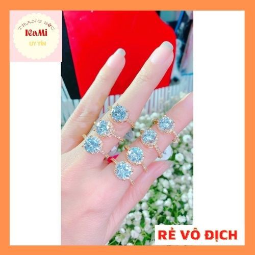 Nhẫn nữ đá tròn ♥️FREESHIP♥️ nhẫn nữ xinh xắn mạ vàng 18 đeo đi chơi