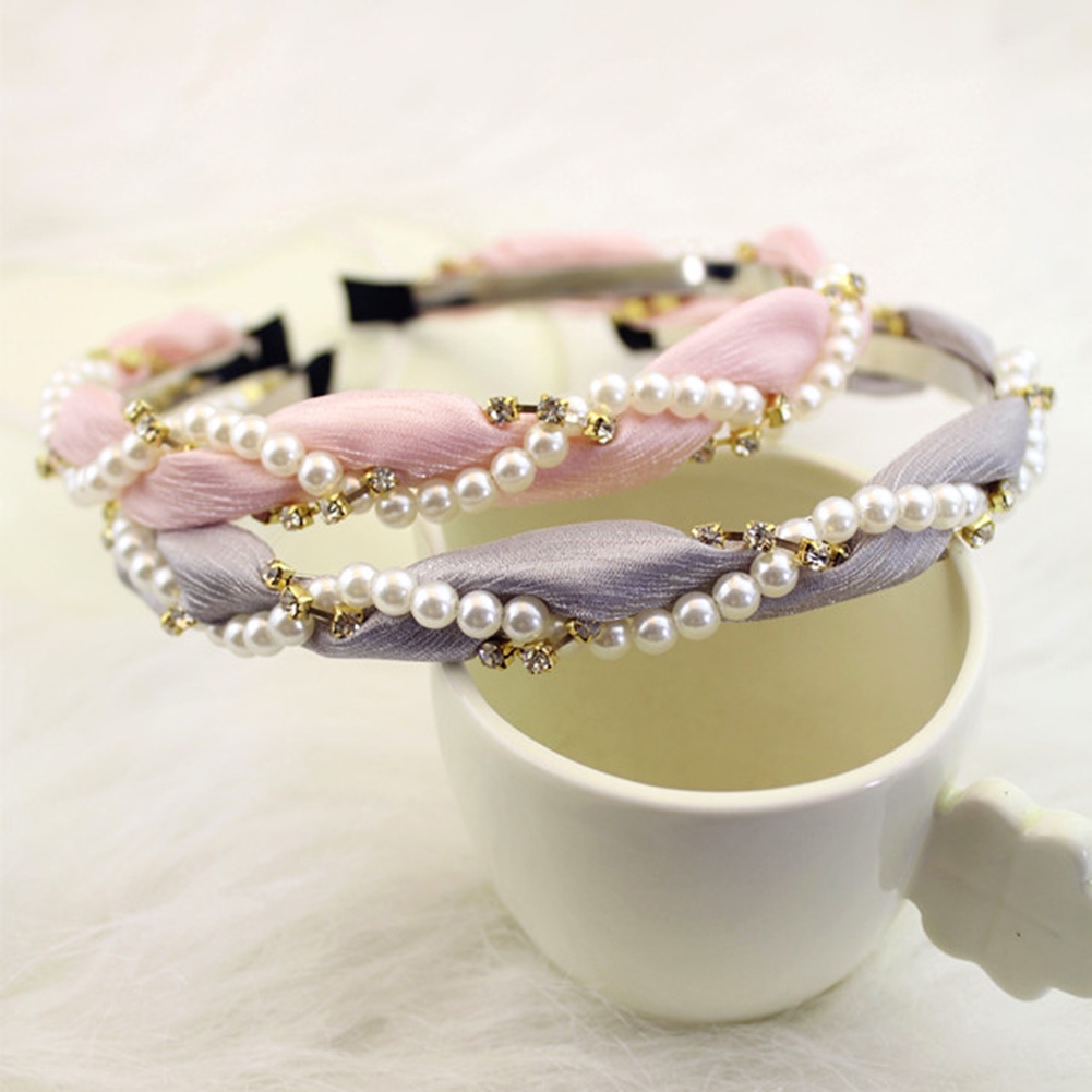 Băng Đô Đính Đá Ngọc Trai Nhân Tạo Thời Trang Cho Nữ