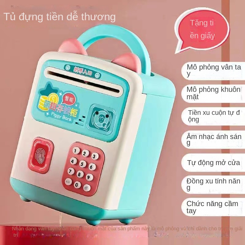 Lon tiết kiệm thông minh cho trẻ em, hộp tiền gửi mật khẩu vân tay tự động, nhận dạng khuôn mặt mở khóa TTD257