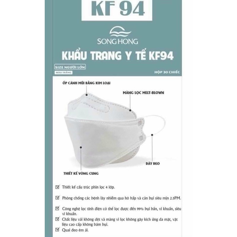 Khẩu trang KF94 Sông Hồng (Hộp 30c)