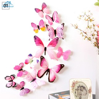 12 decal dán tường Hình Con Bướm 3d