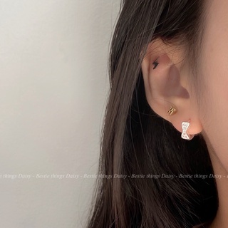 Bông tai tròn hình nơ bạc 925