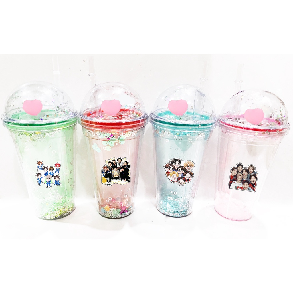 cốc 2 lớp kim tuyến GOT7 MAMAMOO ITZY RED VELVET khủng long nắp cầu CNCKI53 cốc giữ nhiệt ly 2 lớp nắp cầu cốc làm lạnh