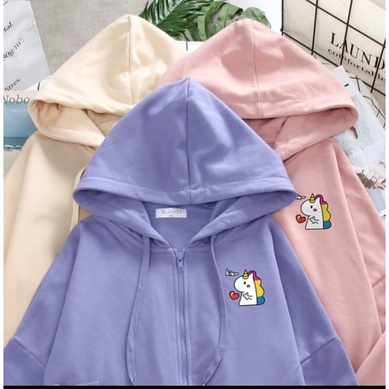 áo khoác nỉ bông khoá kéo lô gô ngựa sừng T