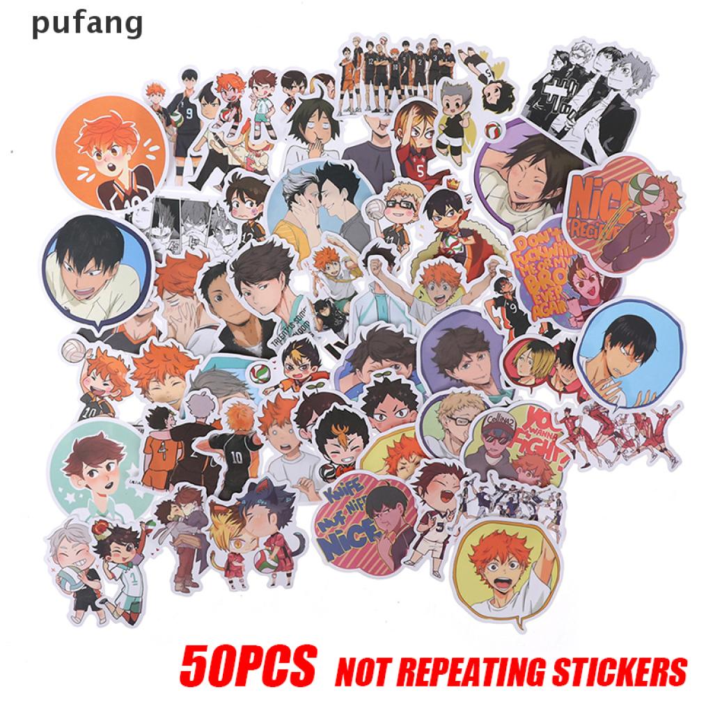 (Hàng bán chạy) 50 miếng dán Anime Haikyuu PVC chống thấm nước cho Laptop ván trượt hành lý {bigsale}