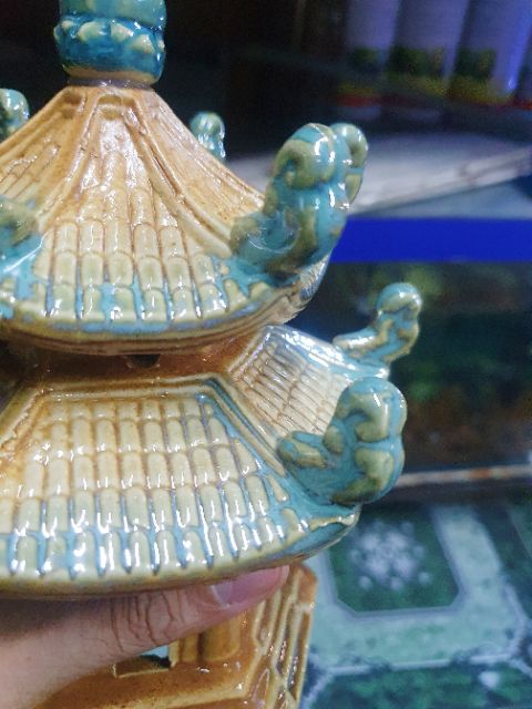 NHÀ THÁP TRANG TRÍ HỒ CÁ NON BỘ 10X10X20CM