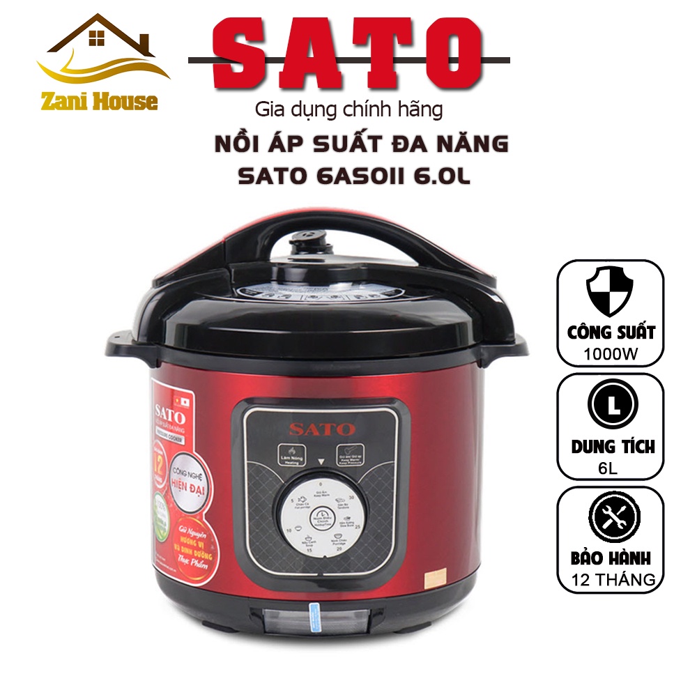 Nồi áp suất -Nồi điện đa năng SATO 6AS011 6.0L thiết kế sang trọng an toàn sức khoẻ