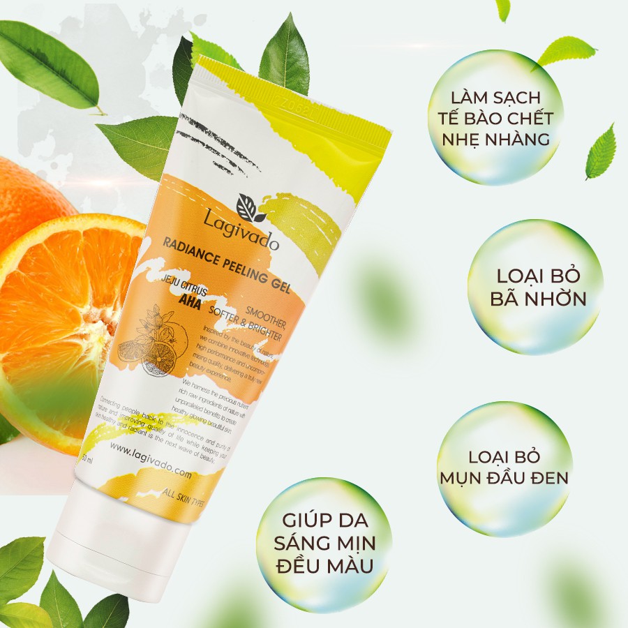 Tẩy tế bào chết da mặt Hàn Quốc Lagivado chiết xuất quả quýt đảo JeJu Tangerine Radiance Peeling 50 ml