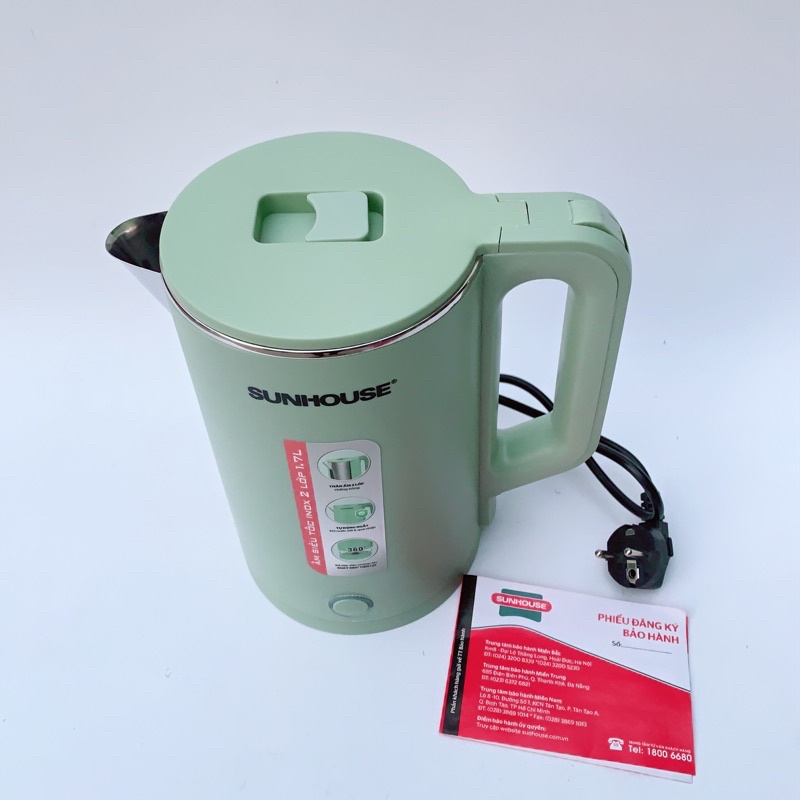 Ấm siêu tốc SUNHOUSE Inox 2 lớp 1.7L SHD1350
