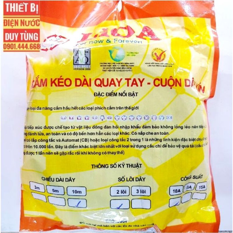 Ổ cắm quay LiOA 3 lỗ cắm Đa năng (Dây 10M)