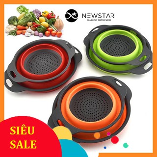 GIÁ SỈ] Bộ 2 rổ nhựa Silicon gấp gọn cực tiện lợi, Set 2 rổ gấp gọn silicon, Rổ rá gập gọn bằng nhựa silicon