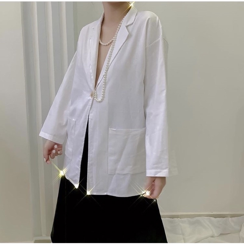 Áo blazer trắng thanh lý libe nakedbyv kido dottie