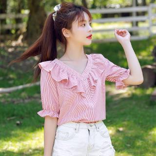 Áo Sơ Mi Tay Phồng Cổ Chữ V Thời Trang Mùa Hè Cho Nữ