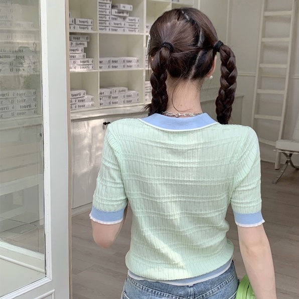 Áo thun ZHELIHANGFEI cổ polo tay ngắn dễ phối đồ thời trang dành cho nữ