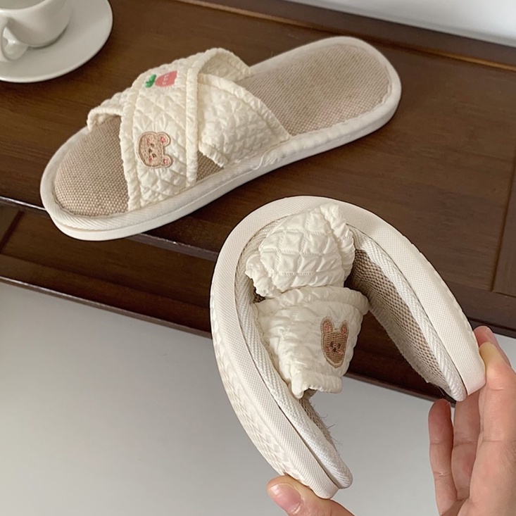 Dép cotton Lanh Thấm Hút Mồ Hôi Thoải Mái Bốn Mùa