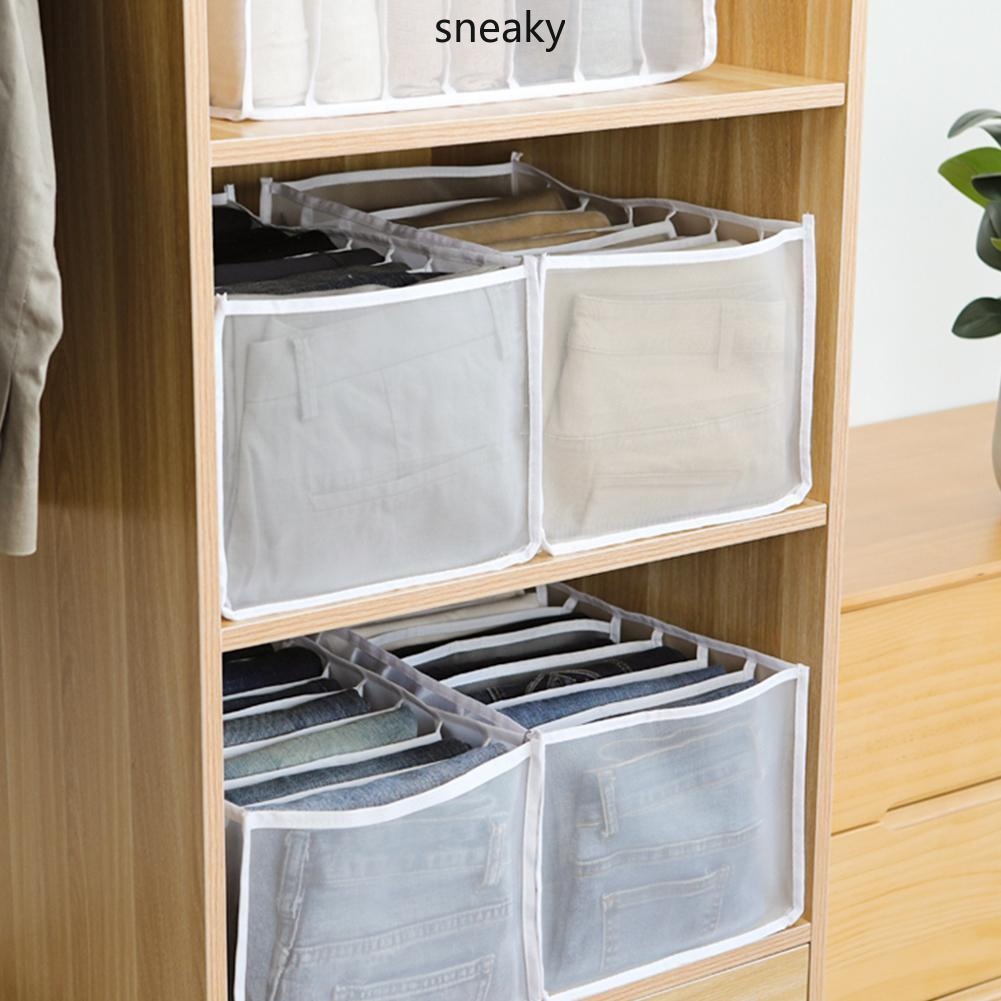 Hộp Đựng Quần Áo Chia Ngăn Chất Liệu Vải Lưới Có Thể Xếp Chồng Và Giặt Sạch Tiện Lợi Trong Tủ Quần Áo H5M0