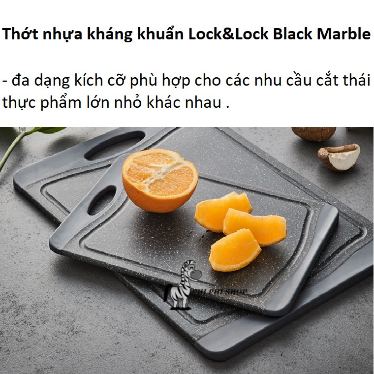 Thớt nhựa kháng khuẩn LocknLock Black Marble 3 size CKD006 CKD007 CKD008 - Màu đen