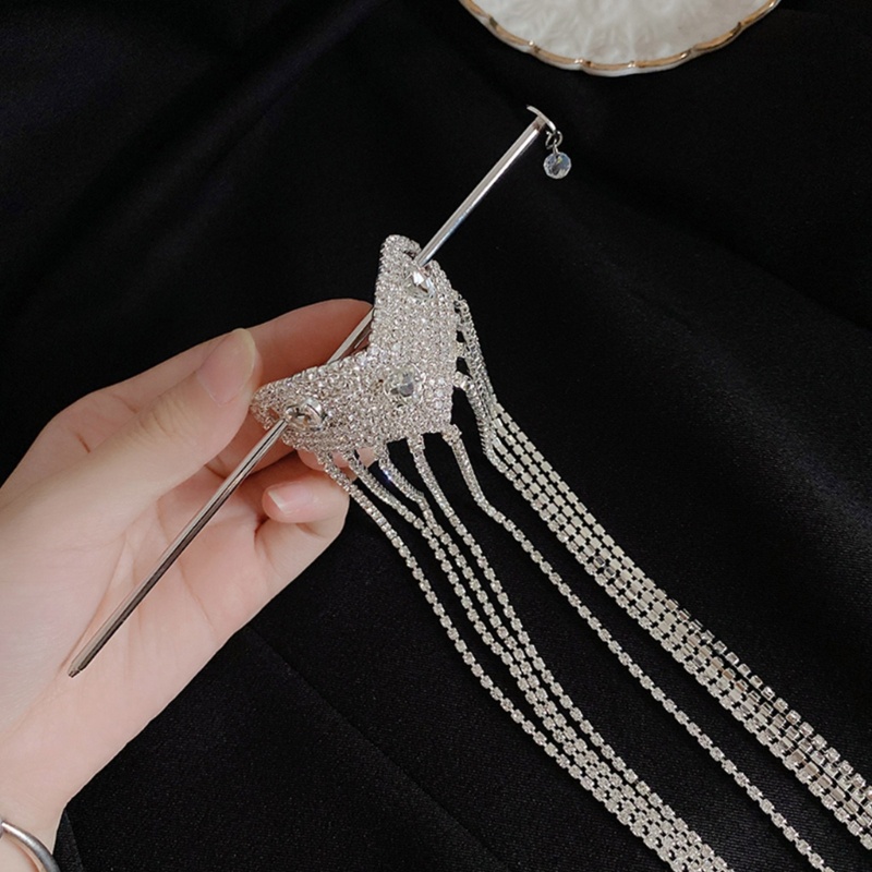 Trâm Cài Tóc Hình Trái Tim Bằng Kim Loại Đính Đá Đa Năng Thanh Lịch