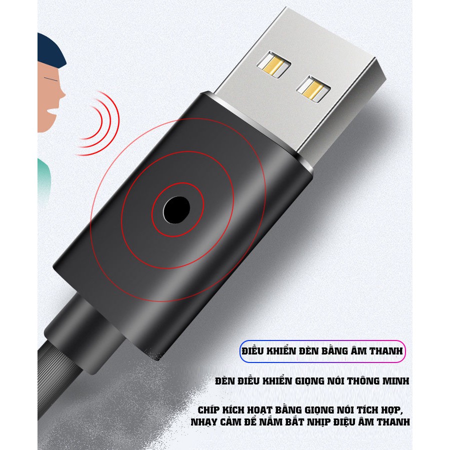 Dây Cáp Sạc Nhấp Nháy Có Đèn Led Cảm Ứng Âm Thanh Theo Điệu Nhac, đầu hít nam châm, dây chất liệu TPE đàn hồi cao, Occar