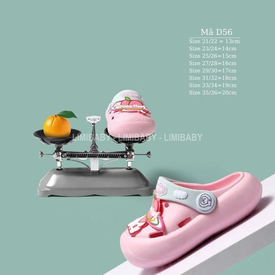 Dép cho bé gái nhẹ êm LIMIBABY sục cross nhựa dẻo có quai cho bé từ 1, 2, 3, 4, 5, 6, 7, 8 tuổi chống trơn trượt D56