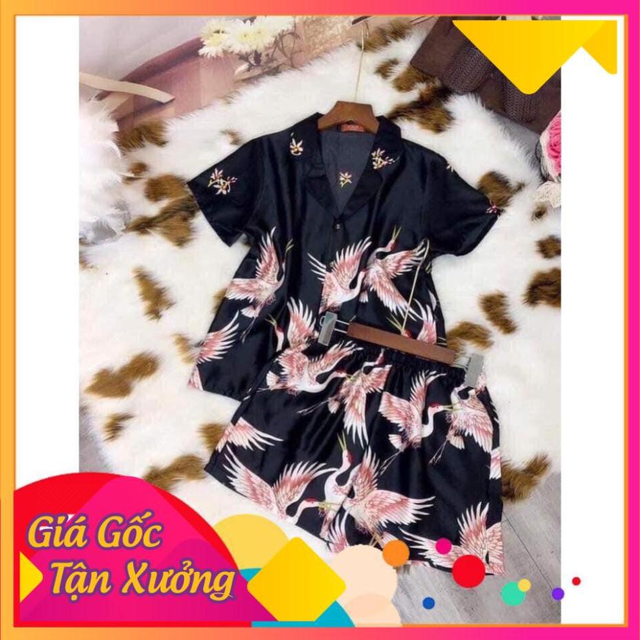 [Hàng Loại 1] Đồ Bộ Satin Lụa Con Hạc Sang Chảnh, Cao Cấp
