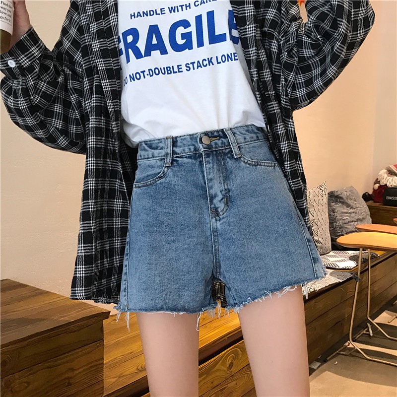 Quần short denim ống rộng lưng cao theo phong cách Hàn Quốc Xiaozhainv | BigBuy360 - bigbuy360.vn