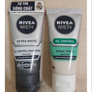 Sữa Rửa Mặt Nivea Men Thái 50G Kiểm Soát Nhờn Oil Control Bùn Khoáng/ Facial Scrub Chứa Hạt Mát Xa Cho Nam Các Loại