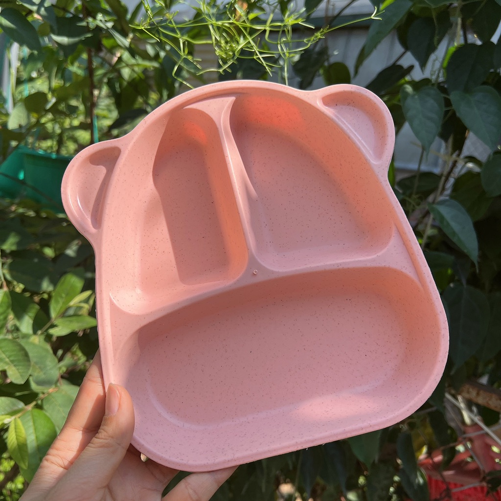 Khay ăn dặm lúa mạch hinh mặt gấu 𝐃𝟔𝟎