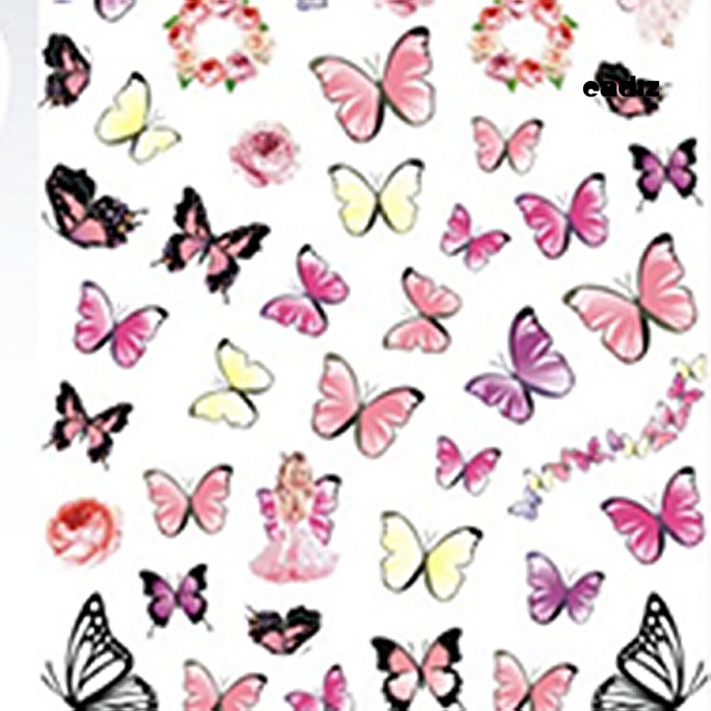 1 Miếng Dán Trang Trí Móng Tay Chuyển Nước Hình Bướm DIY