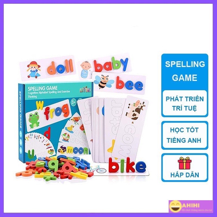 Đồ Chơi Ghép Chữ Đánh Vần Tiếng Anh Spelling Game, 52 Bộ Thẻ Học Ghép Chữ giúp bé vừa chơi vừa học AhihiKids