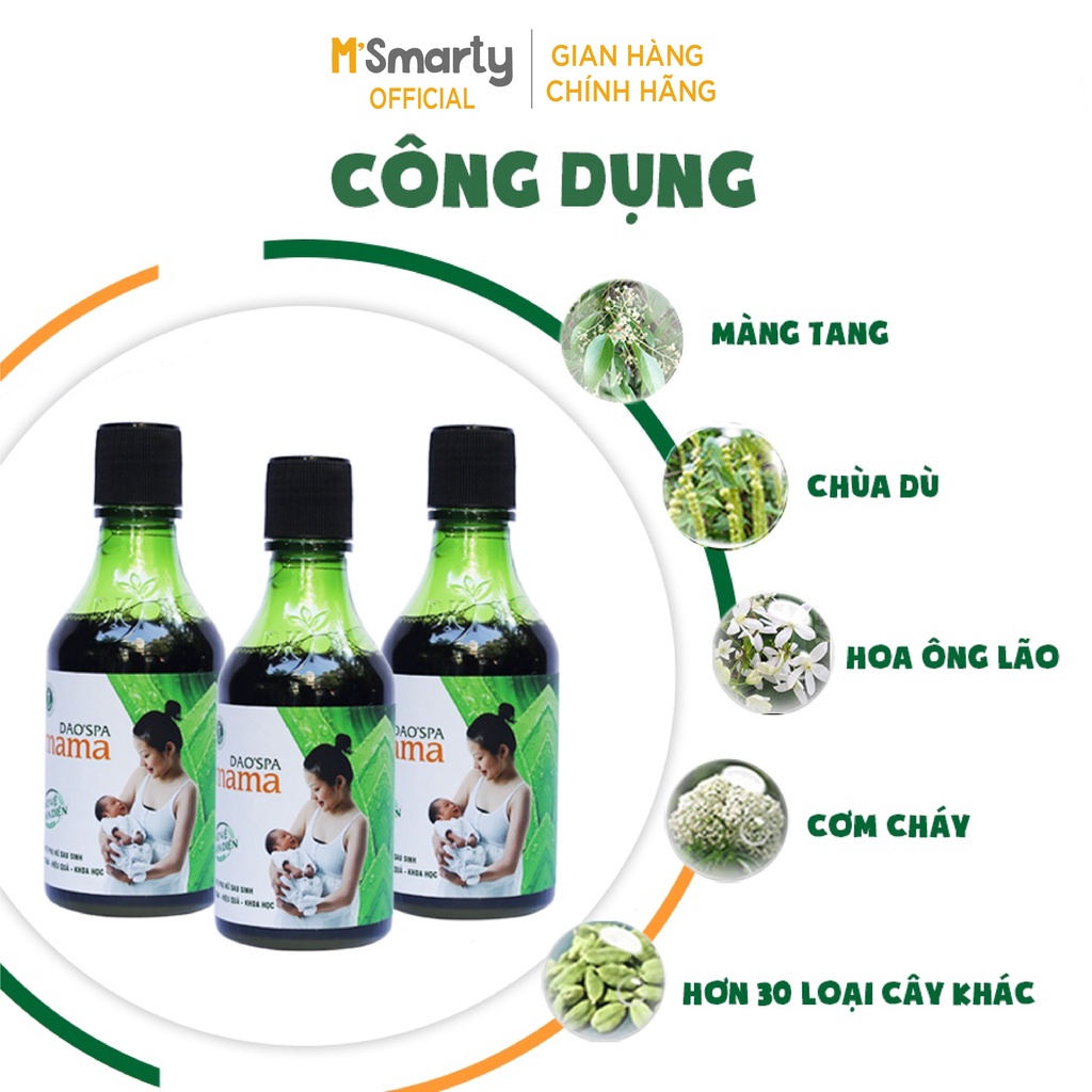 [M'SMARTY] - Xông Tắm Cho Mẹ Sau Sinh Dao'spa Mama Chính Gốc Dao Đỏ Sapa, Đại học Dược HN - DK Pharma - 250ml/chai