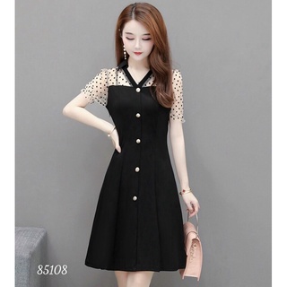🍒Đầm xoè phối lưới bi (Free/big size XL, 2XL)