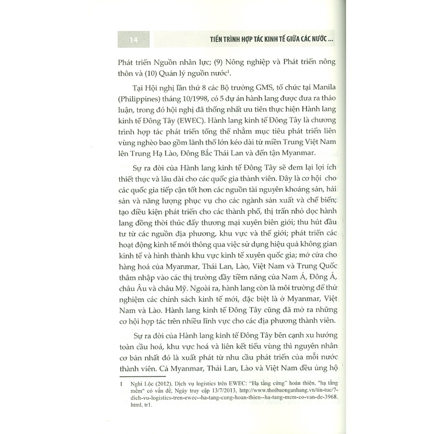 Tiến Trình Hợp Tác Kinh Tế Giữa Các Nước Thuộc Hành Lang Kinh Tế Đông - Tây (1998 - 2010)