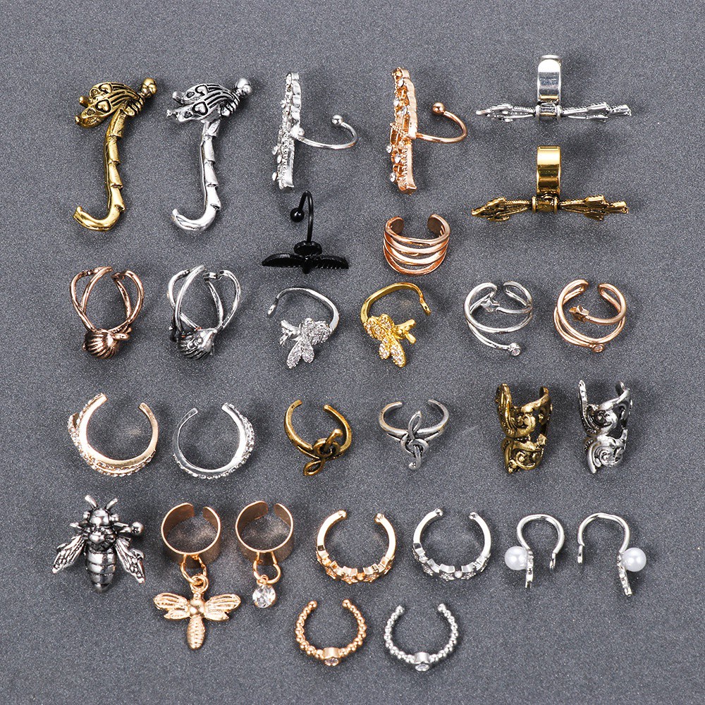 1 Khuyên Kẹp Vành Tai Không Cần Xỏ Lỗ Hình Ong Thời Trang Cho Nữ