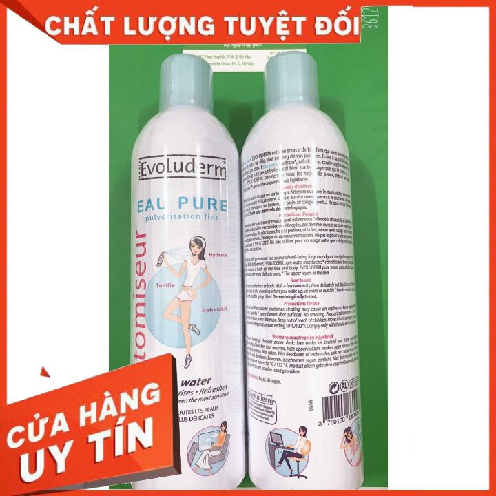 (hàng chính hãng)Xịt khoáng Evoluderm 400ml cung cấp nước dưỡng ẩm cho da  tức thì -tươi mát sảng khoái  se khít chân lô