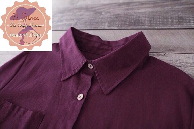 Đầm cổ sơ mi dáng xòe màu tím nho | BigBuy360 - bigbuy360.vn