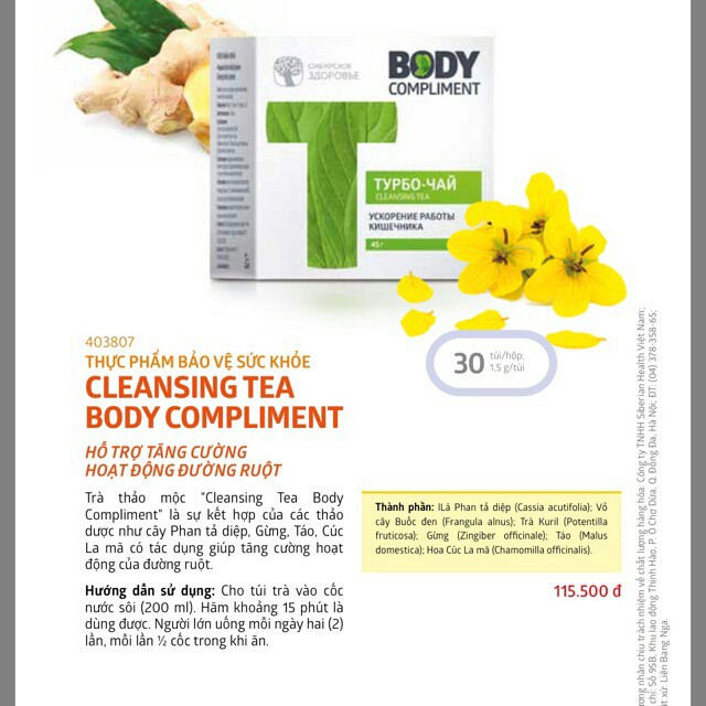 TRÀ GIẢM CÂN AN TOÀN - THẢI ĐỘC.TRÀ THẢO MỘC CLEANSING TEA BODY COMPLIMENT | Thế Giới Skin Care