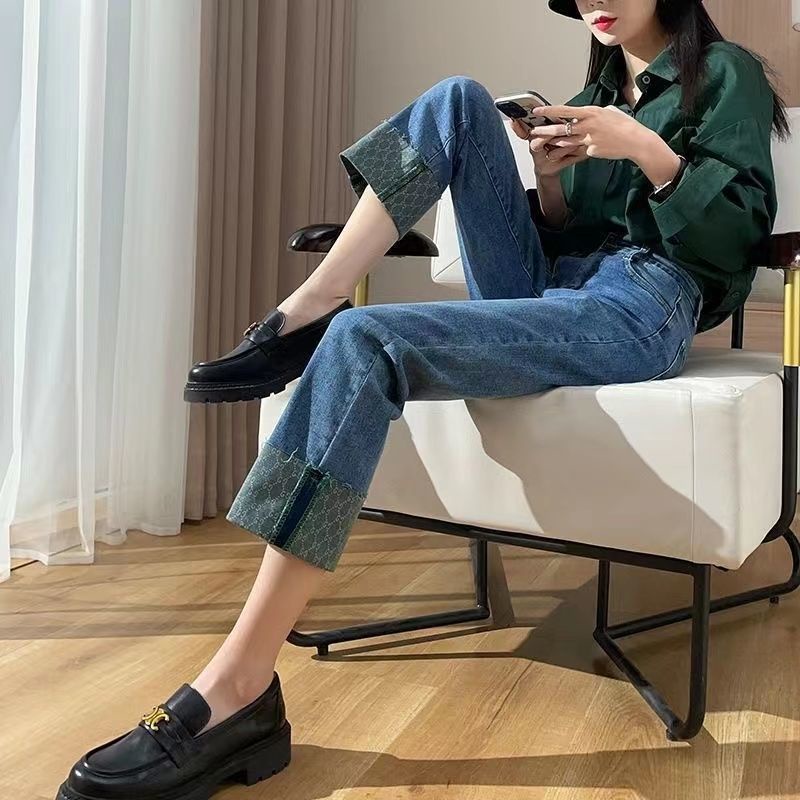 Quần Jeans Nữ Dài Lưng Cao Ống Đứng Thời Trang