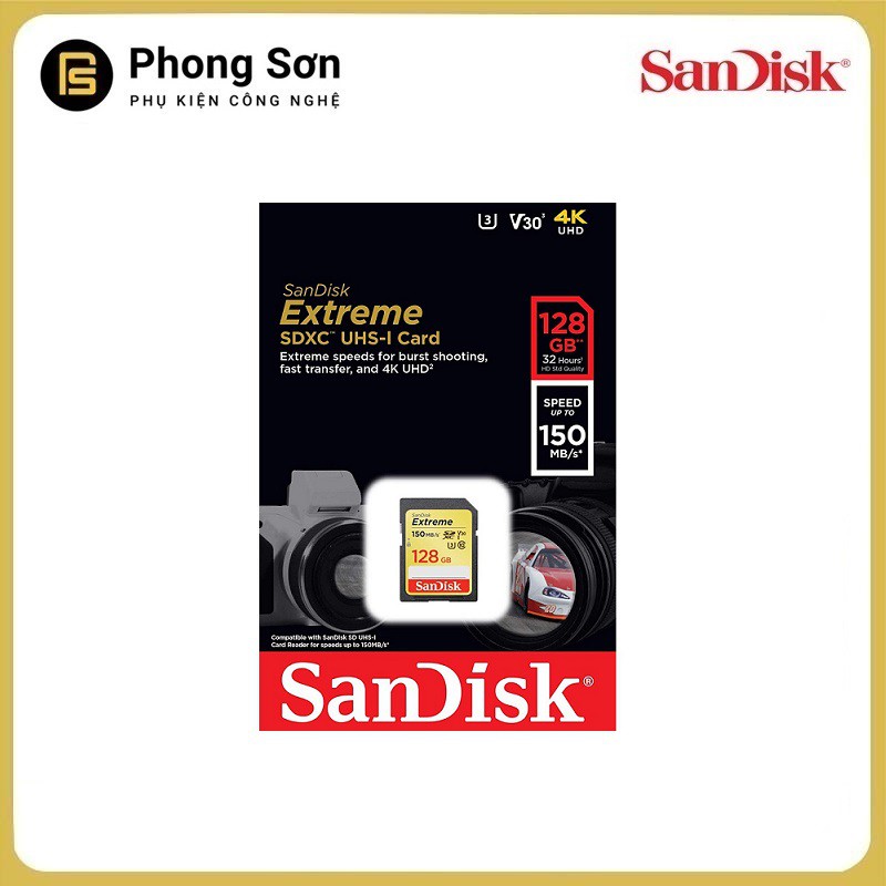 Thẻ nhớ SDXC128GB Extreme 150mb/s UHS-1 Sandisk
