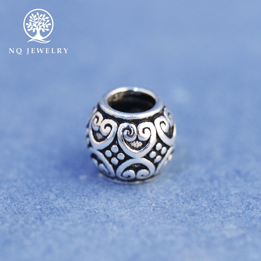 Charm hạt họa tiết trái tim - NQ Jewelry