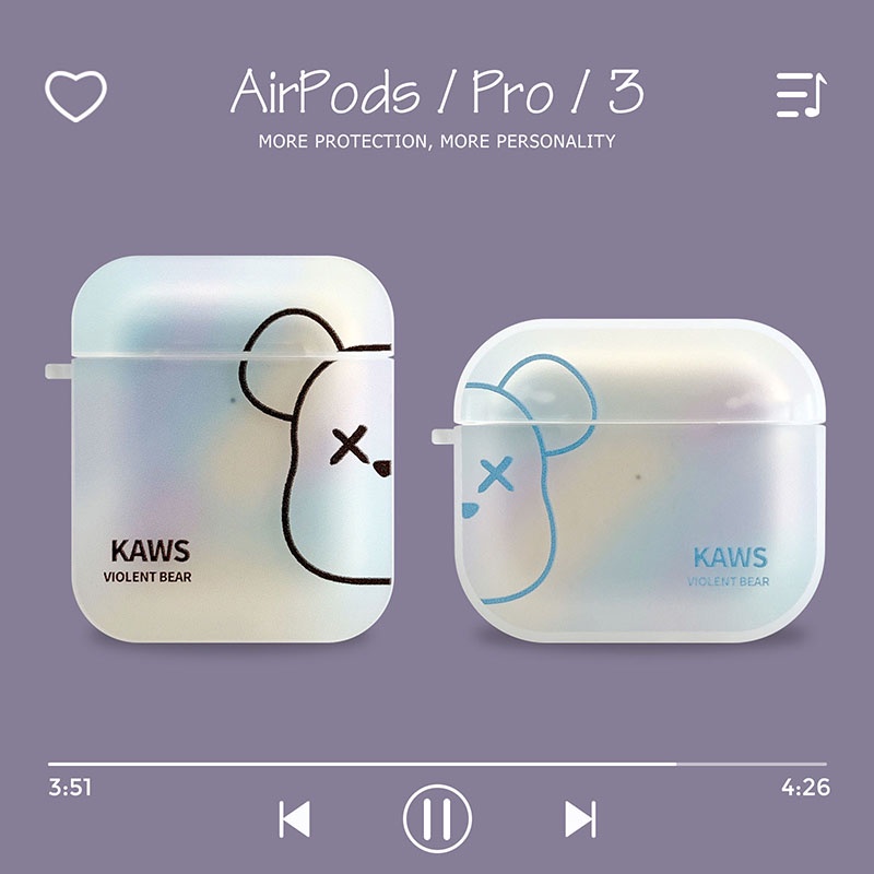 Vỏ Bảo Vệ Hộp Sạc Tai Nghe Bluetooth AirPods 1 / 2 / Pro / 3 Hình Gấu Violent Chất Lượng Cao