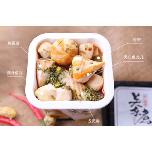 [ Sẵn] Lẩu Miến Cốc Viên Hải Sản Hong Kong Kèm Viên Thả Lẩu Chả Cá, Trứng Cua Siêu Ngon Hộp 154g