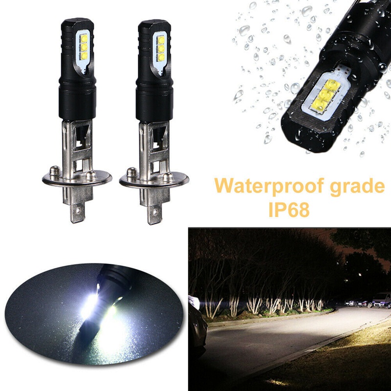 Set 2 đèn pha LED siêu sáng H1 6000k 6000lm Drl