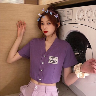 💥Áo thun croptop tay ngắn thêu chữ BS [[MÃ CJDE5 GIẢM 5k]💥Áo croptop body 4 cúc, áo cardigan croptop 21246 hot