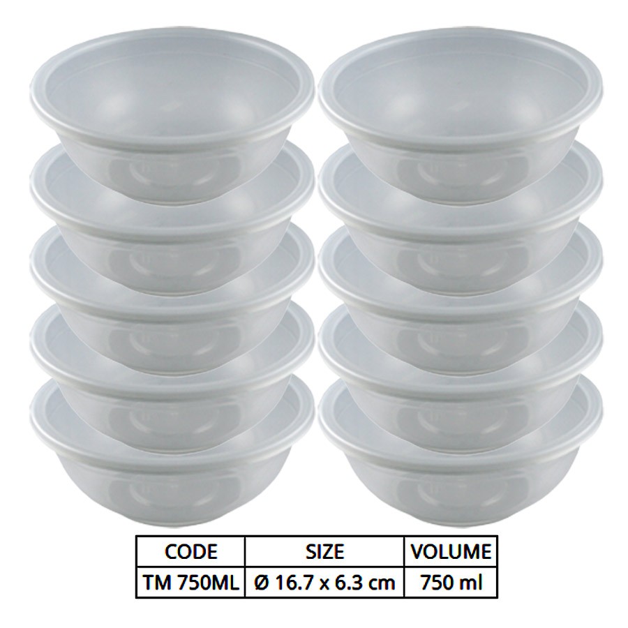 Combo 10 tô lớn đựng thực phẩm mỏng có nắp đậy, dùng được nhiều lần - nhựa trong suốt - thương hiệu Fataco an toàn
