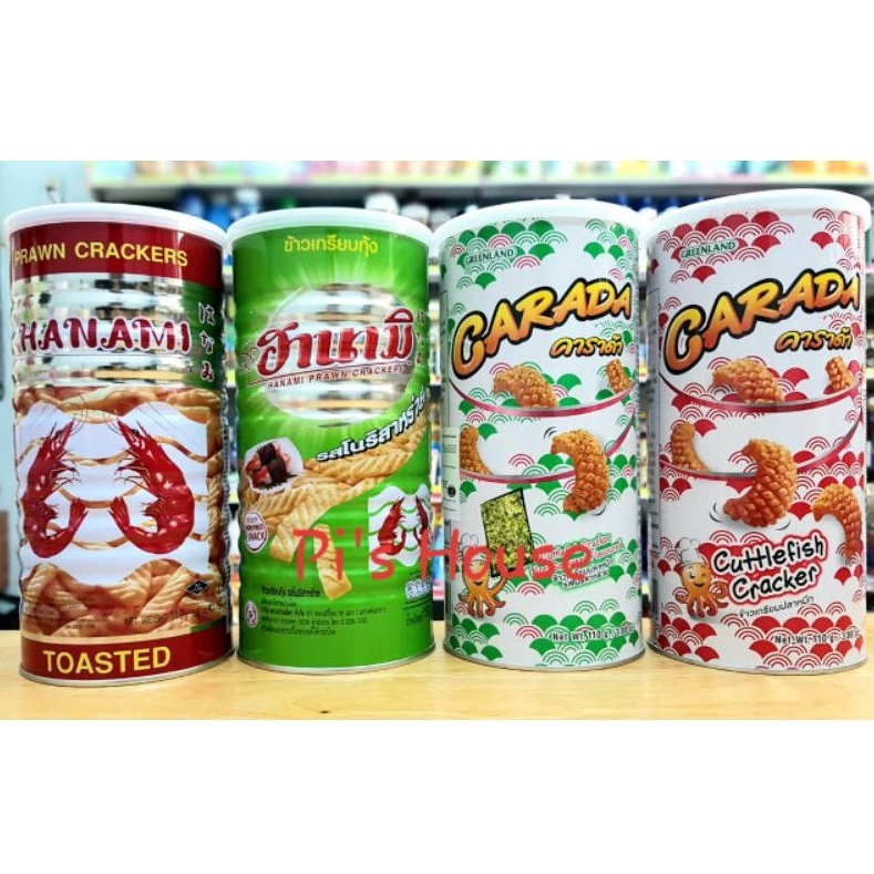 Snack tôm Hanami mực Carada Thái Lan Lon 110g